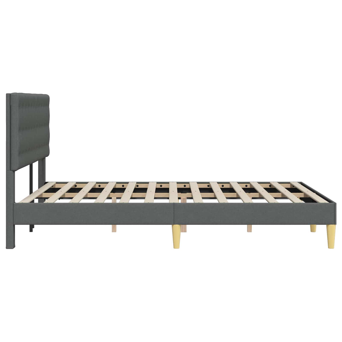 Bed Frame with Headboard Dark Grey Fabric