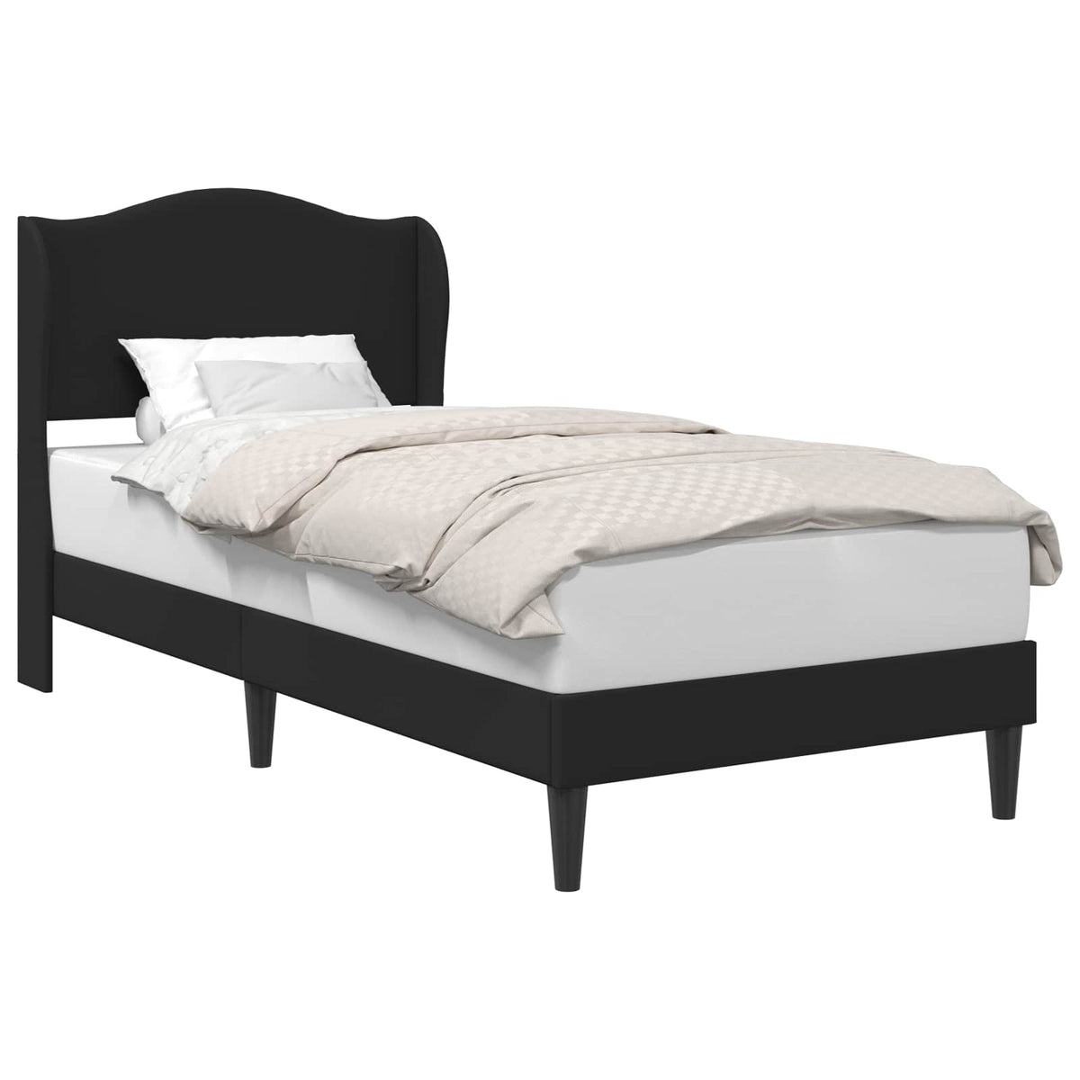 Bed Frame with Headboard Black 90 x 190 cm Faux Leather