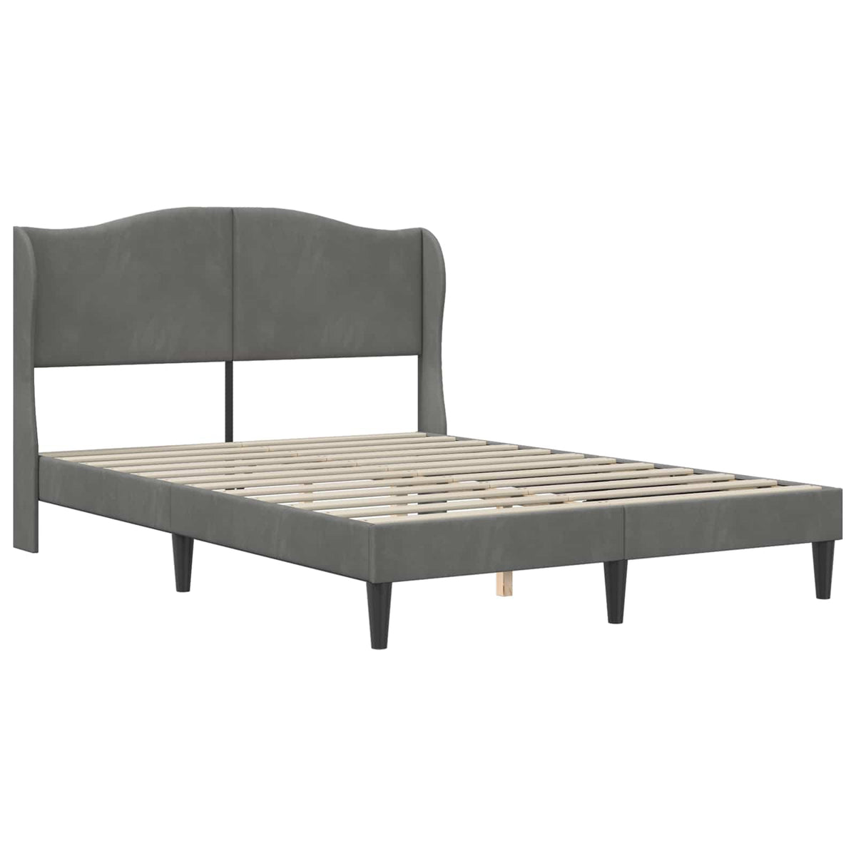 Bed Frame with Headboard Dark Grey 137 x 190 cm Velvet