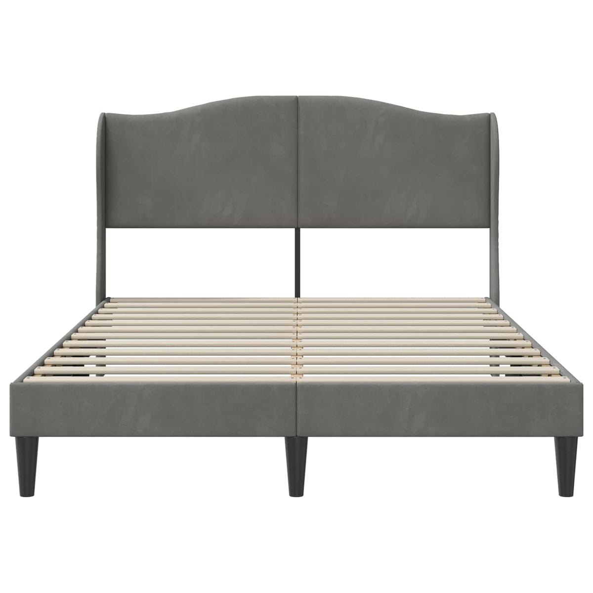Bed Frame with Headboard Dark Grey 137 x 190 cm Velvet