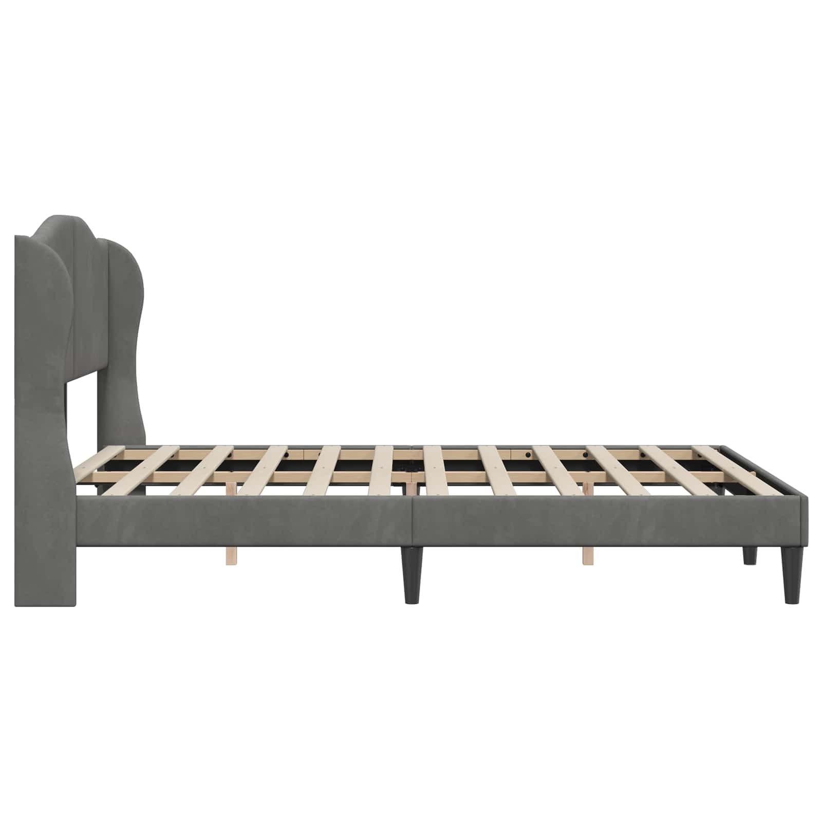 Bed Frame with Headboard Dark Grey 137 x 190 cm Velvet
