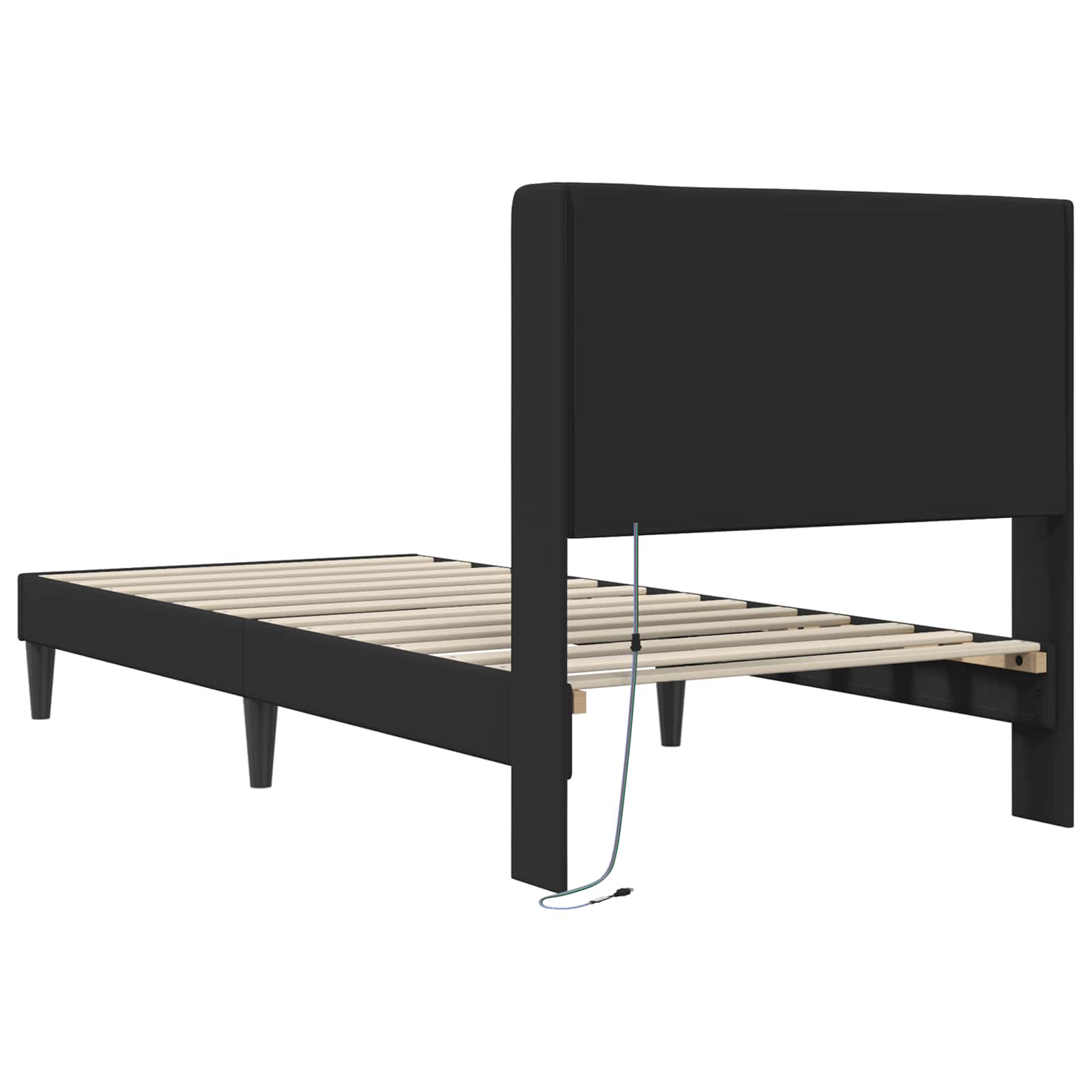 Bed Frame with LED Strip Lights Black 90 x 190 cm Faux Leather