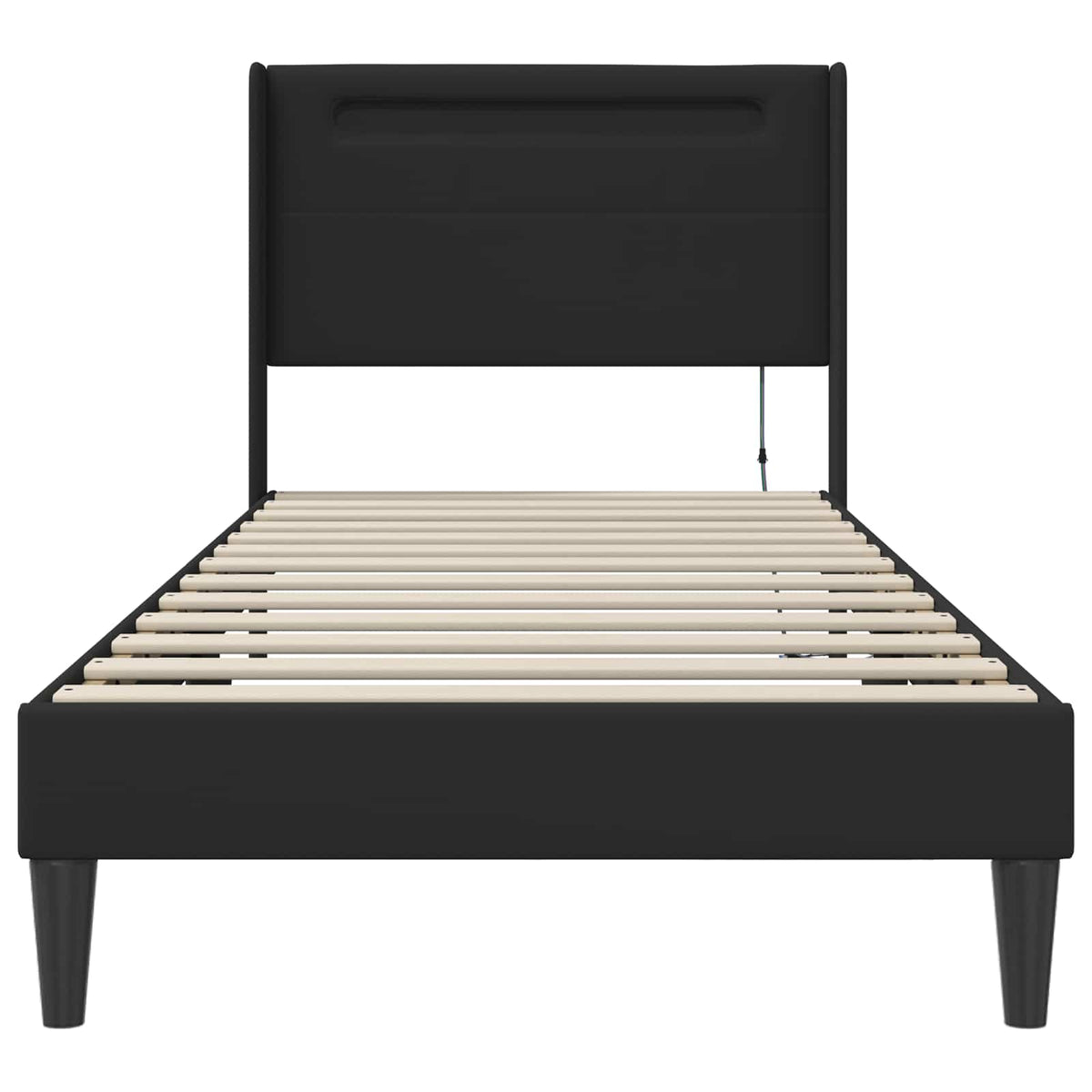 Bed Frame with LED Strip Lights Black 90 x 190 cm Faux Leather