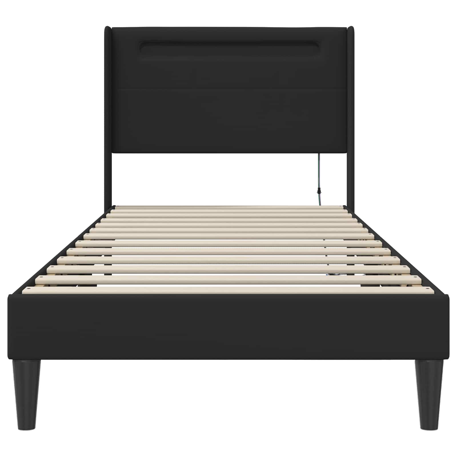 Bed Frame with LED Strip Lights Black 90 x 190 cm Faux Leather