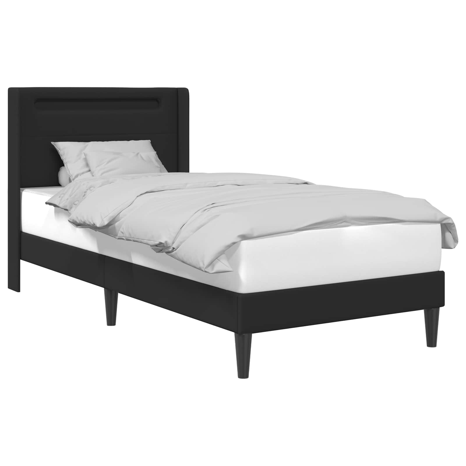 Bed Frame with LED Strip Lights Black 90 x 190 cm Faux Leather