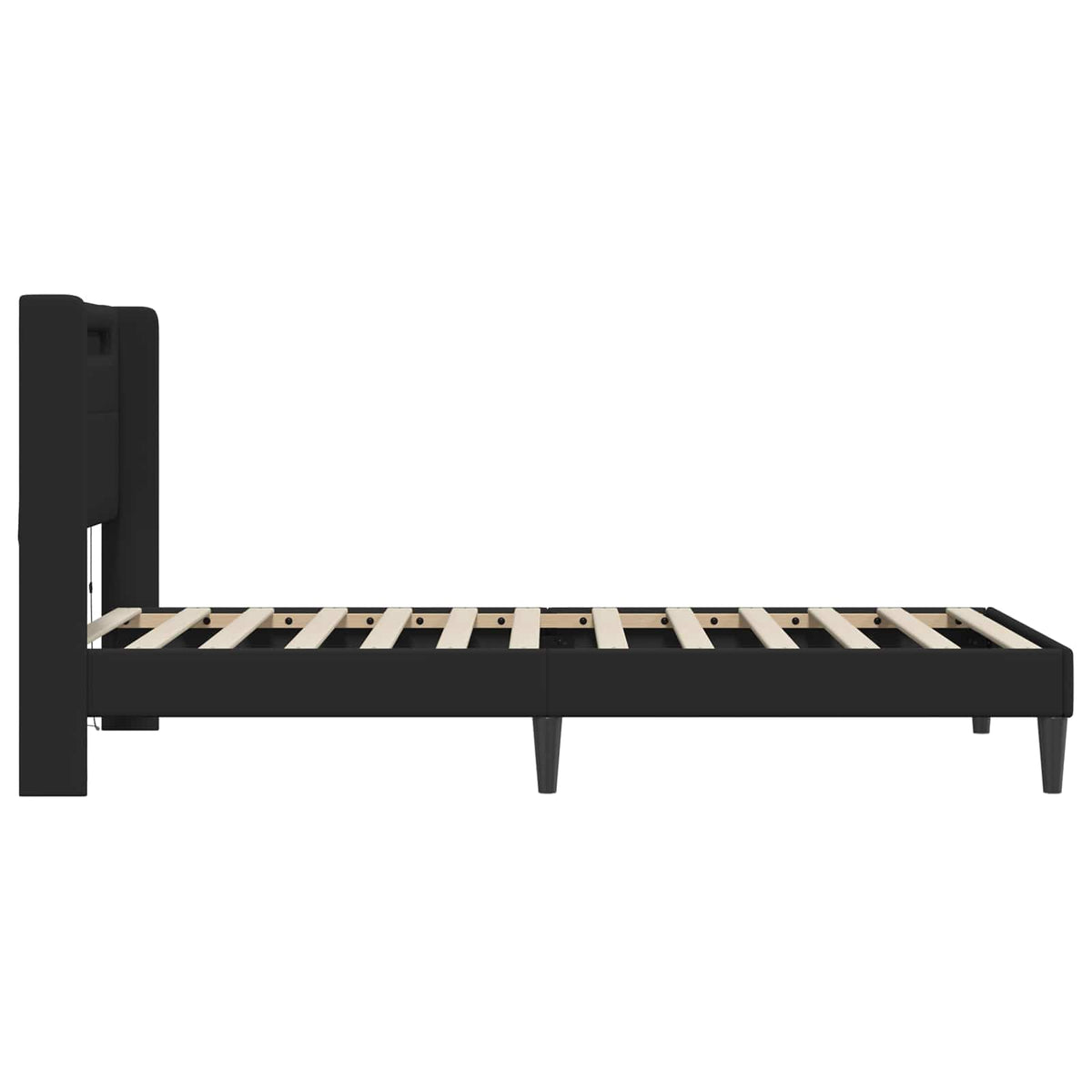 Bed Frame with LED Strip Lights Black 90 x 190 cm Faux Leather