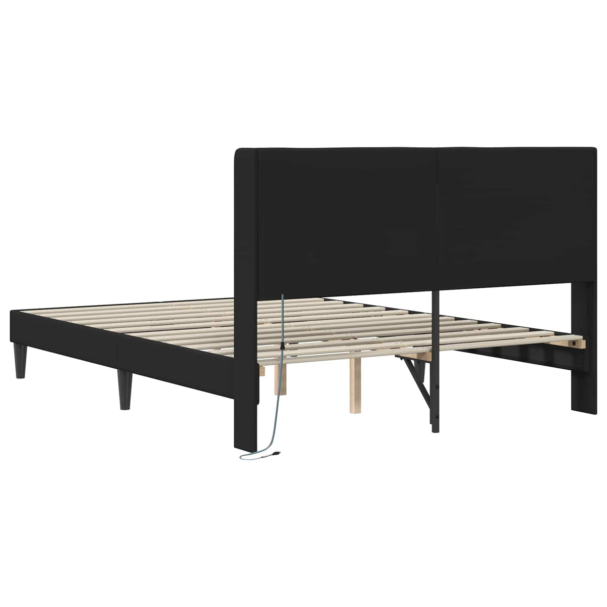 Bed Frame with LED Strip Lights with Headboard Faux Leather