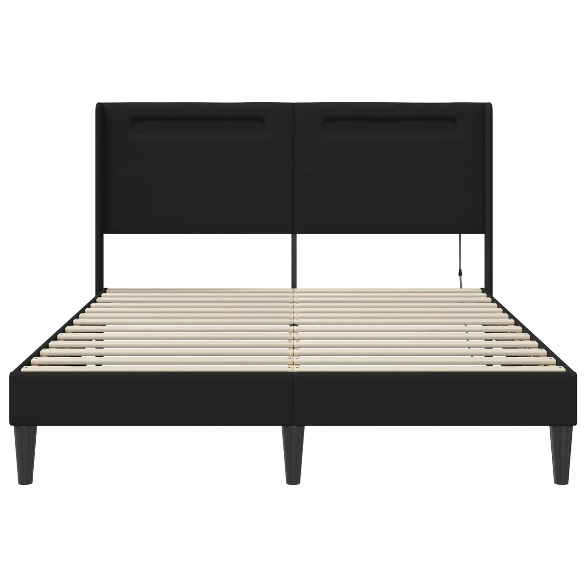 Bed Frame with LED Strip Lights with Headboard Faux Leather