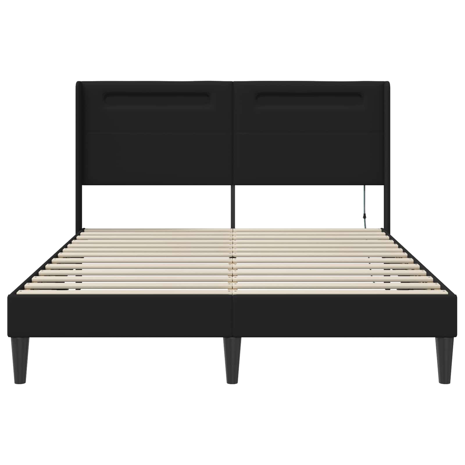 Bed Frame with LED Strip Lights with Headboard Faux Leather
