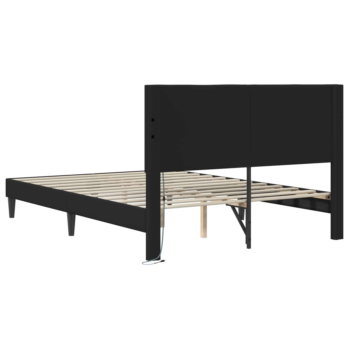Bed Frame Black 137 x 190 cm Faux Leather