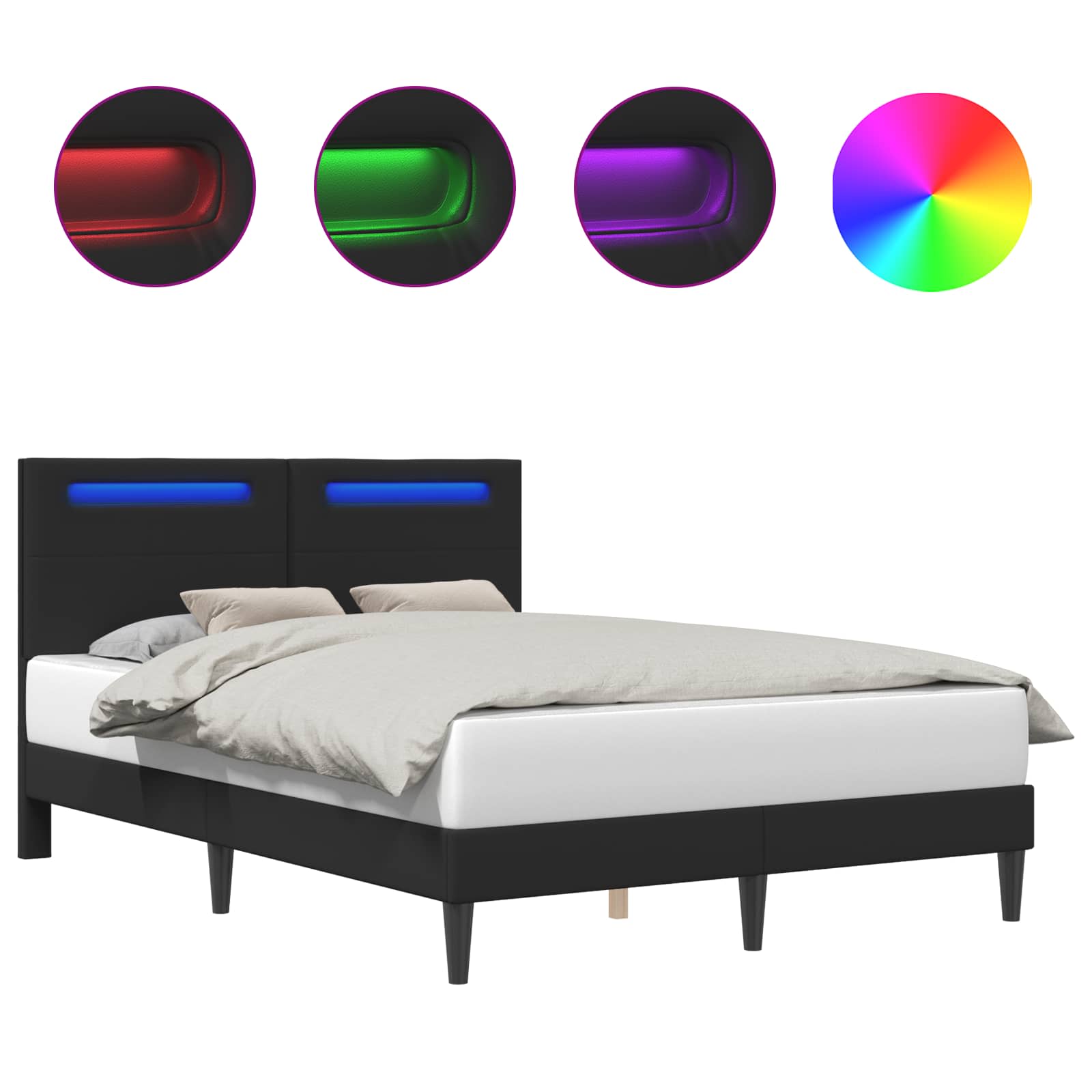 Bed Frame Black 153 x 203 cm Faux Leather