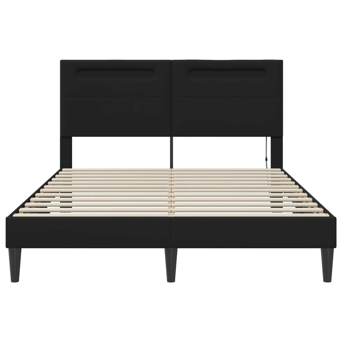 Bed Frame Black 153 x 203 cm Faux Leather