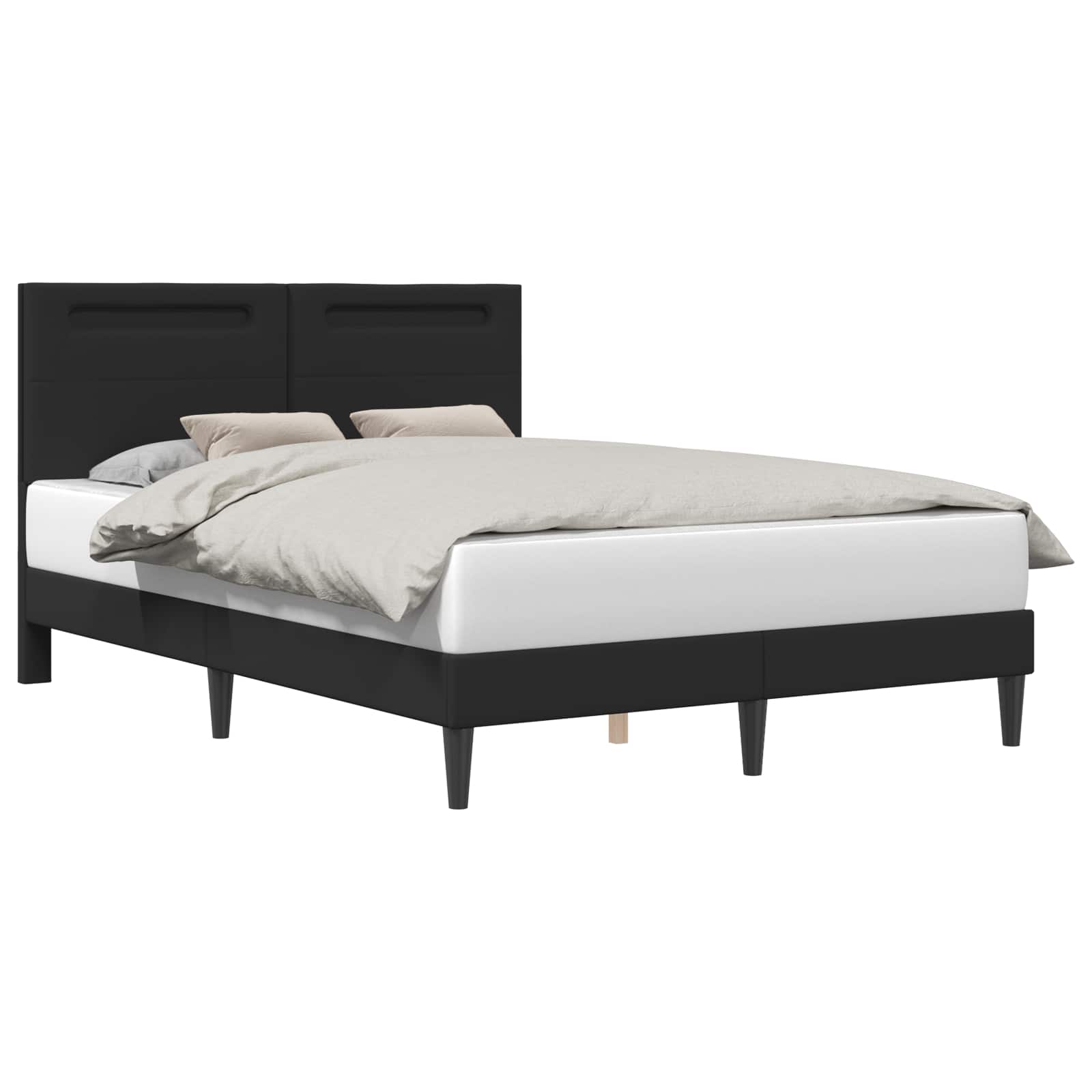 Bed Frame Black 153 x 203 cm Faux Leather