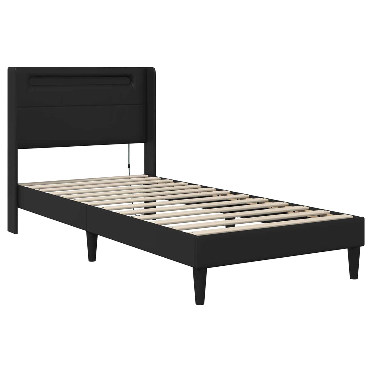 Bed Frame with Mattress Black 90 x 190 cm Faux Leather