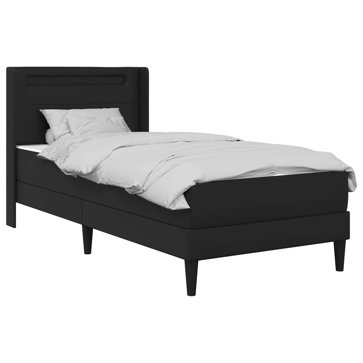Bed Frame with Mattress Black 90 x 190 cm Faux Leather