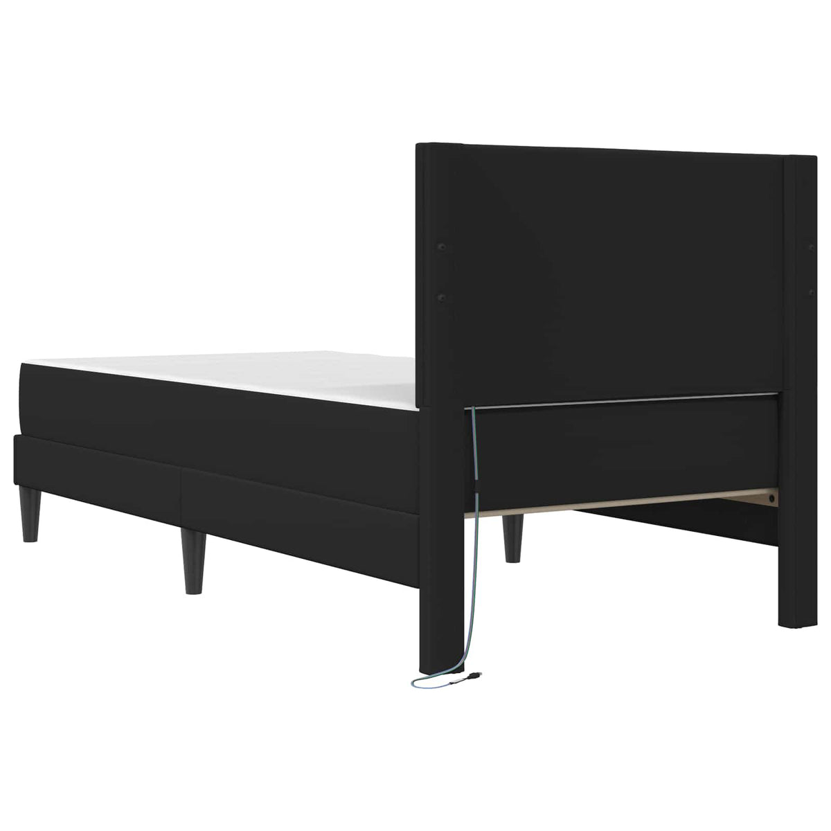 Bed Frame with LED Strip Lights Black 90 x 190 cm Faux Leather