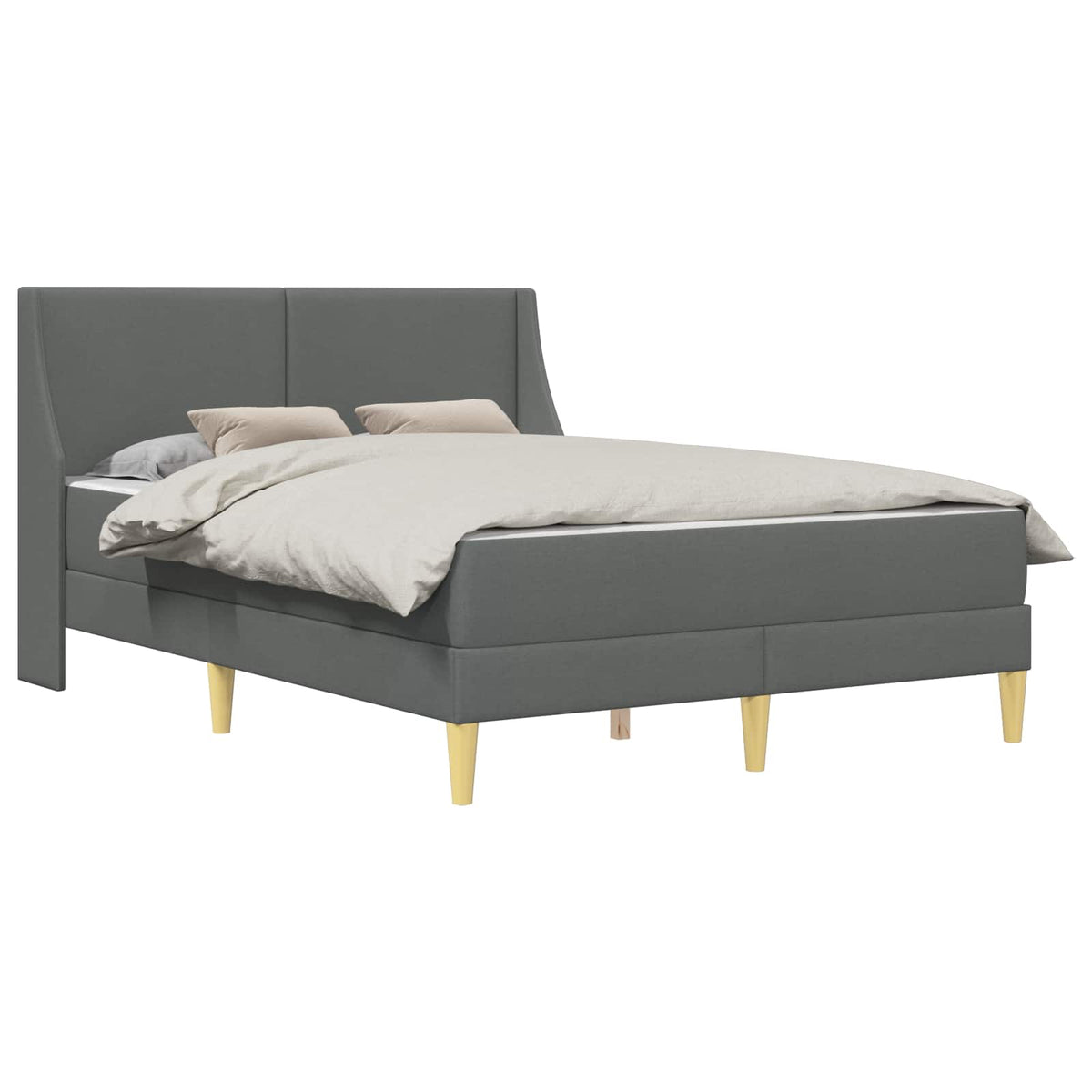 Bed Frame with Mattress Dark Grey 137 x 190 cm Fabric
