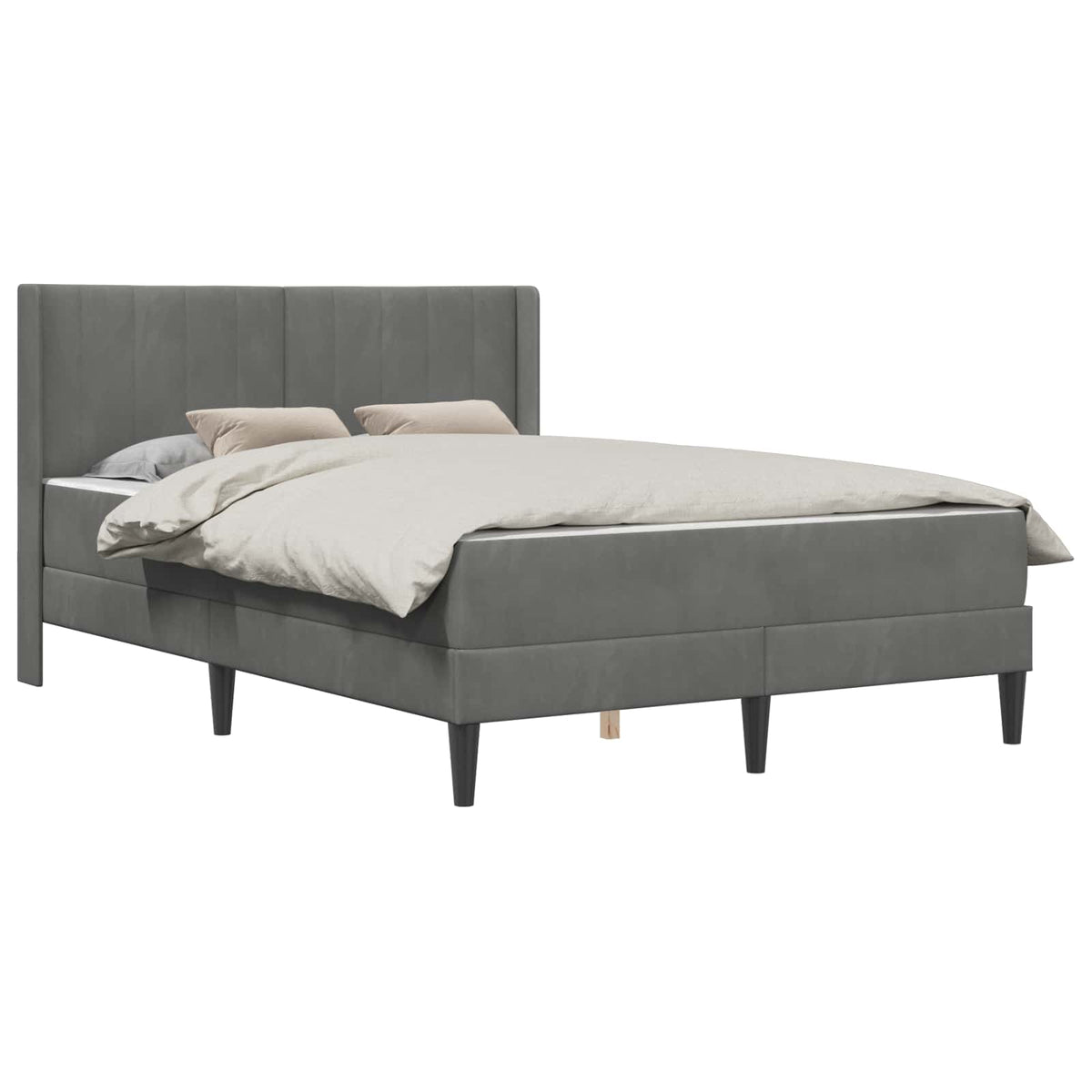 Bed Frame with Mattress Dark Grey 137 x 190 cm Velvet