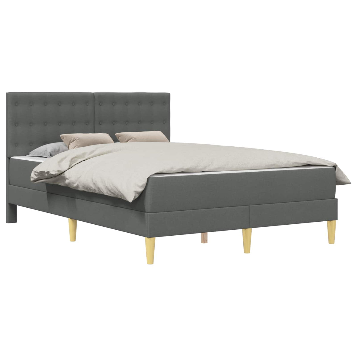 Bed Frame with Mattress Dark Grey 137 x 190 cm Fabric