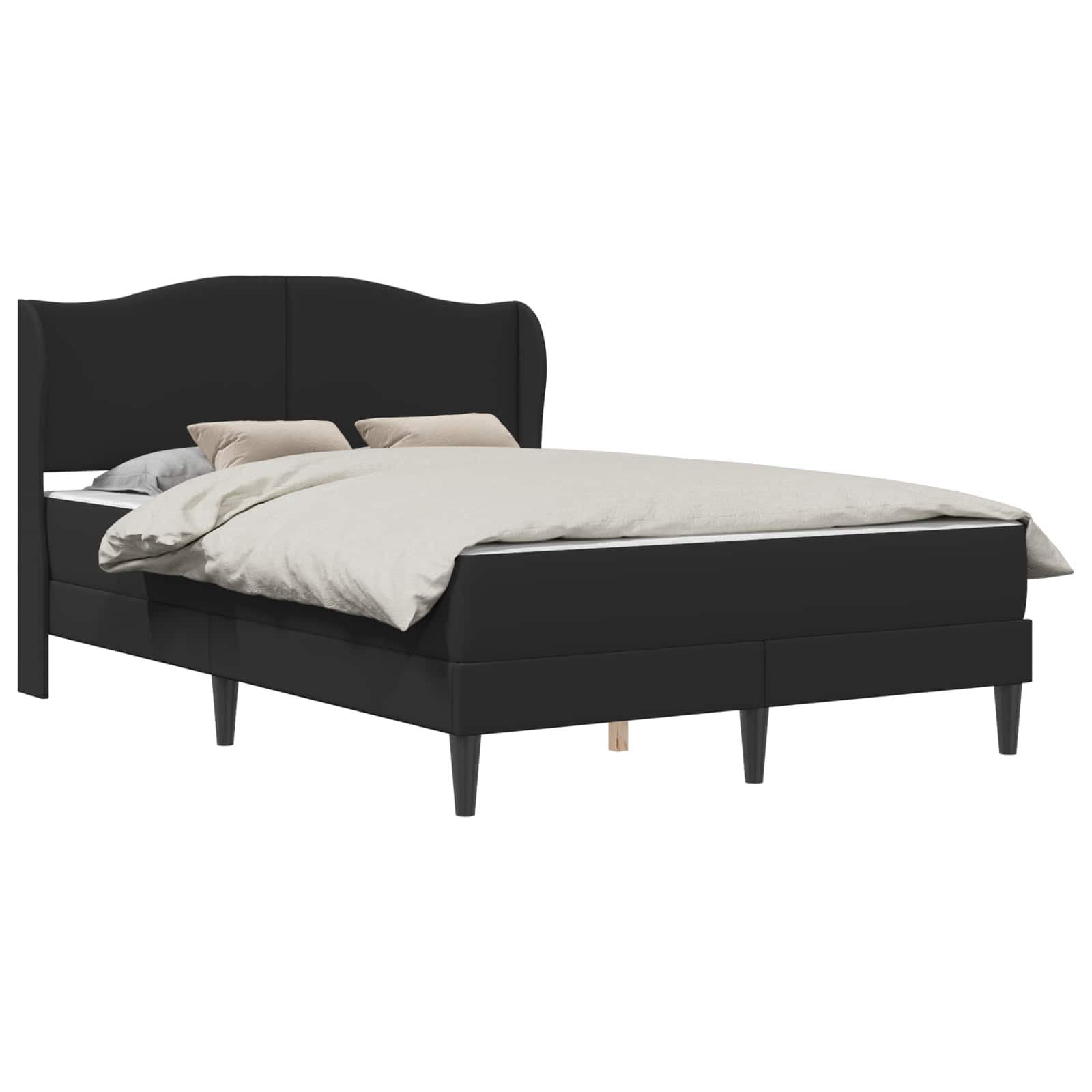 Bed Frame with Headboard Black 137 x 190 cm Faux Leather
