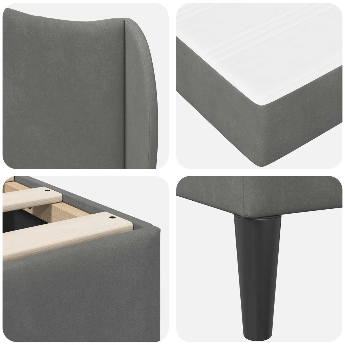 Bed Frame with Headboard Dark Grey 137 x 190 cm Velvet