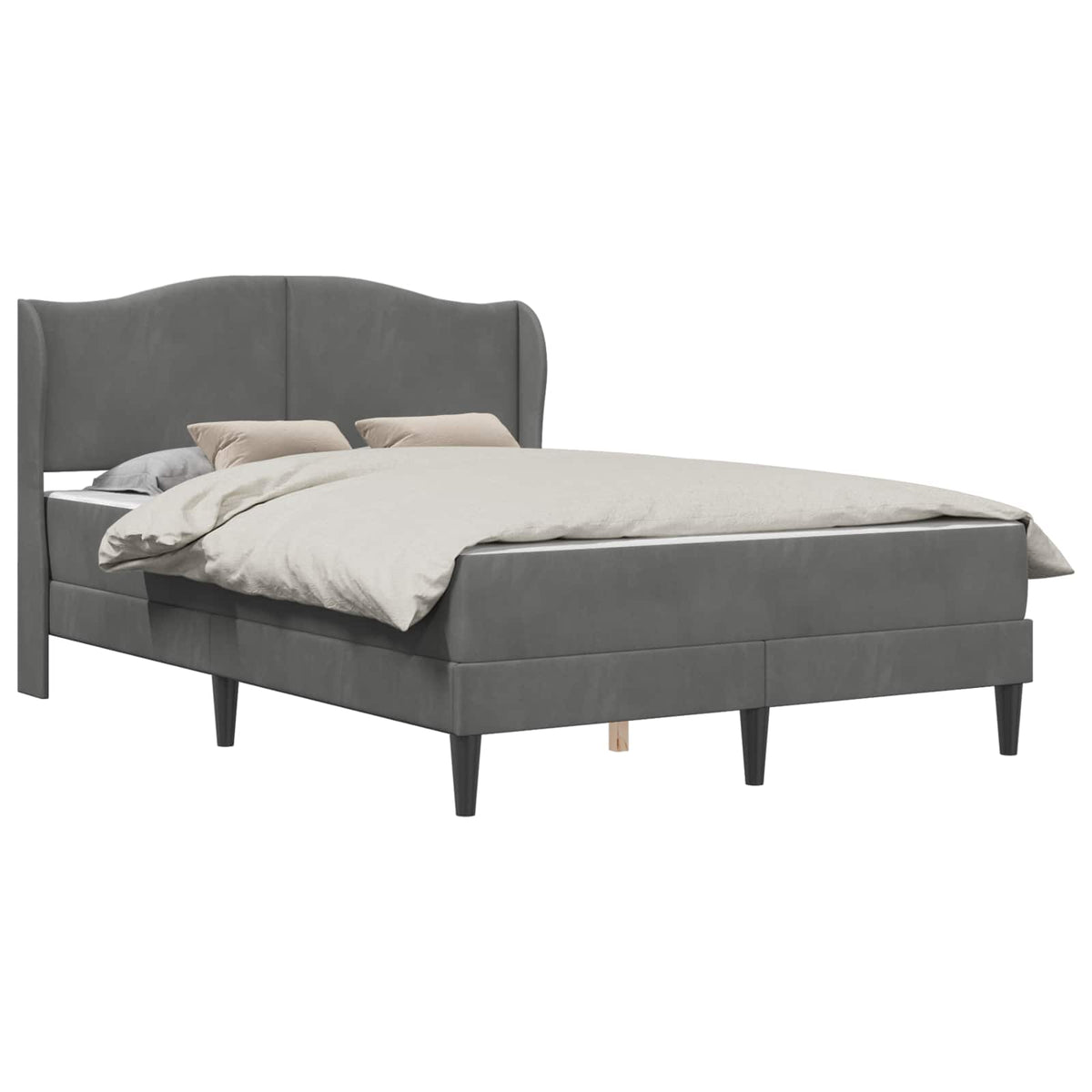 Bed Frame with Headboard Dark Grey 137 x 190 cm Velvet
