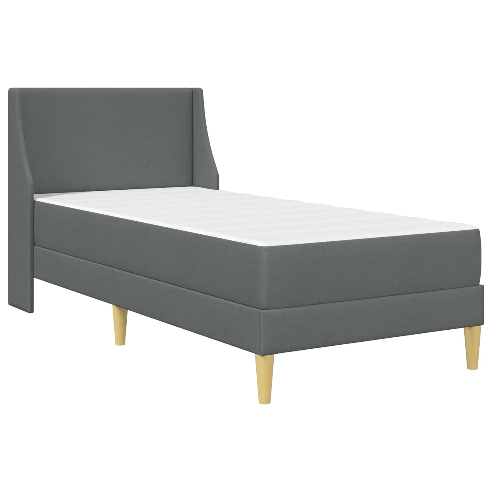 Bed Frame with Mattress Wall-mounted 2 pcs Dark Grey Fabric