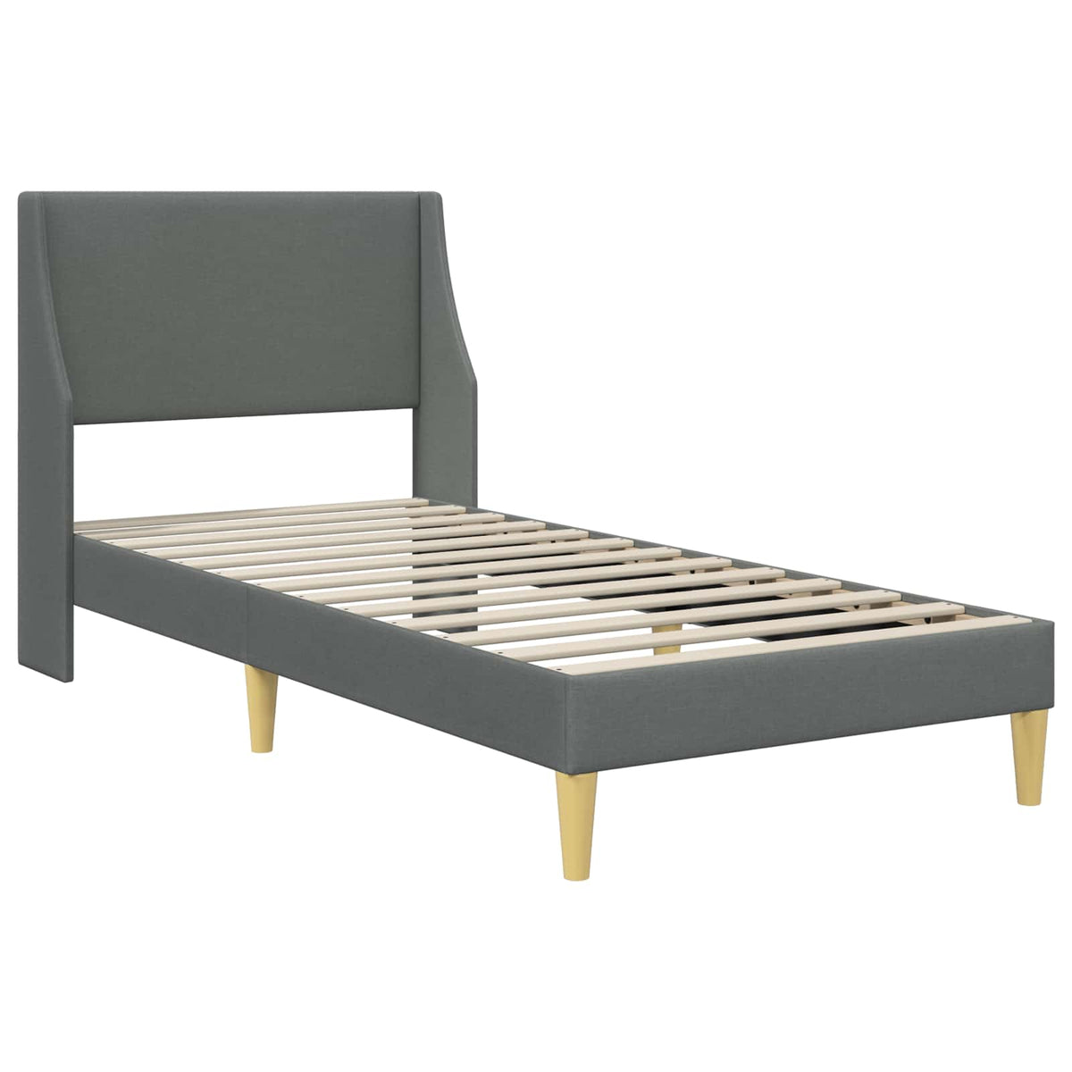 Bed Frame with Mattress Wall-mounted 2 pcs Dark Grey Fabric