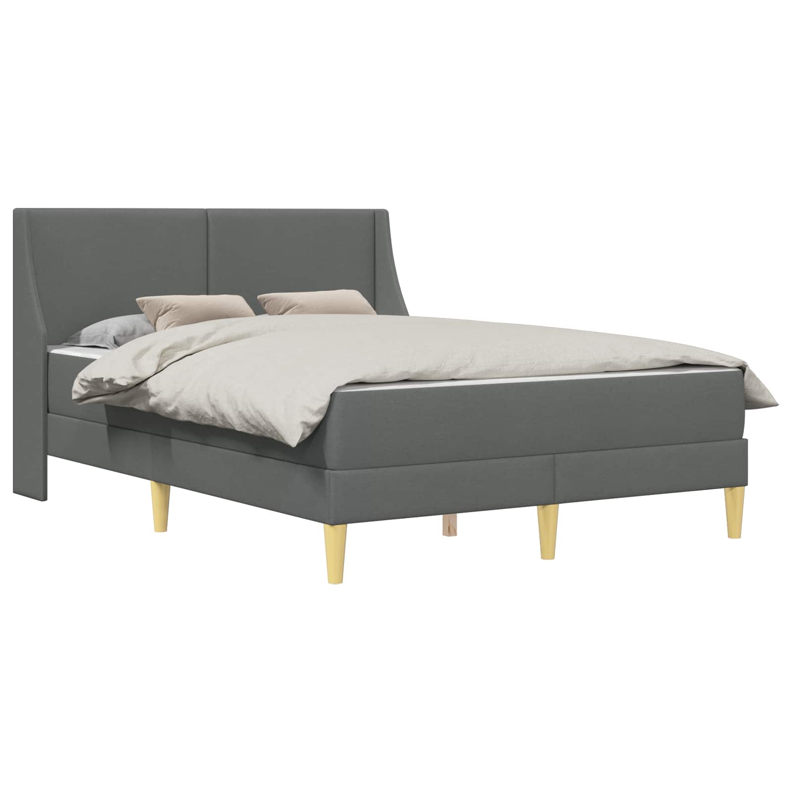 Bed Frame with Mattress Dark Grey 137 x 190 cm Fabric