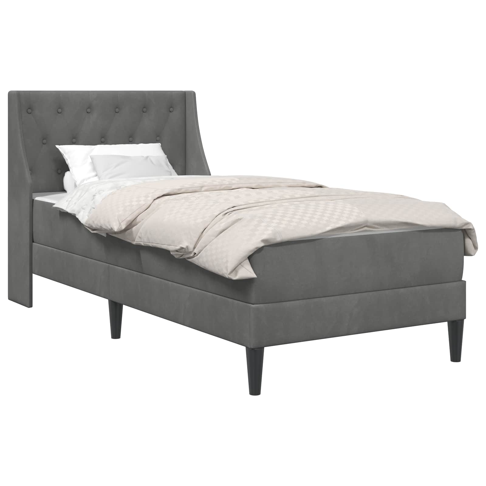 Bed Frame with Mattress Dark Grey 90 x 200 cm Velvet