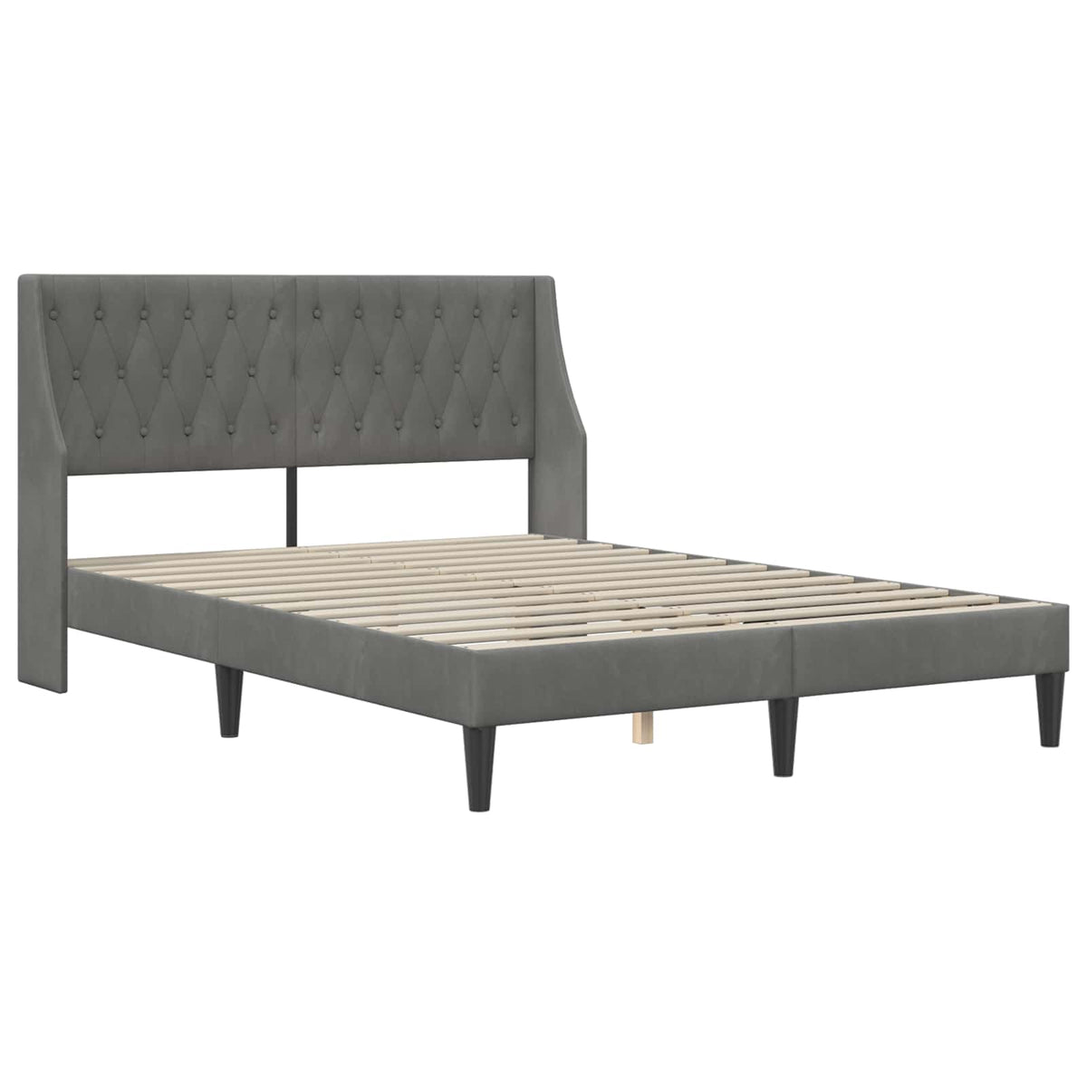 Bed Frame with Mattress with Mattress 2 pcs Dark Grey Velvet