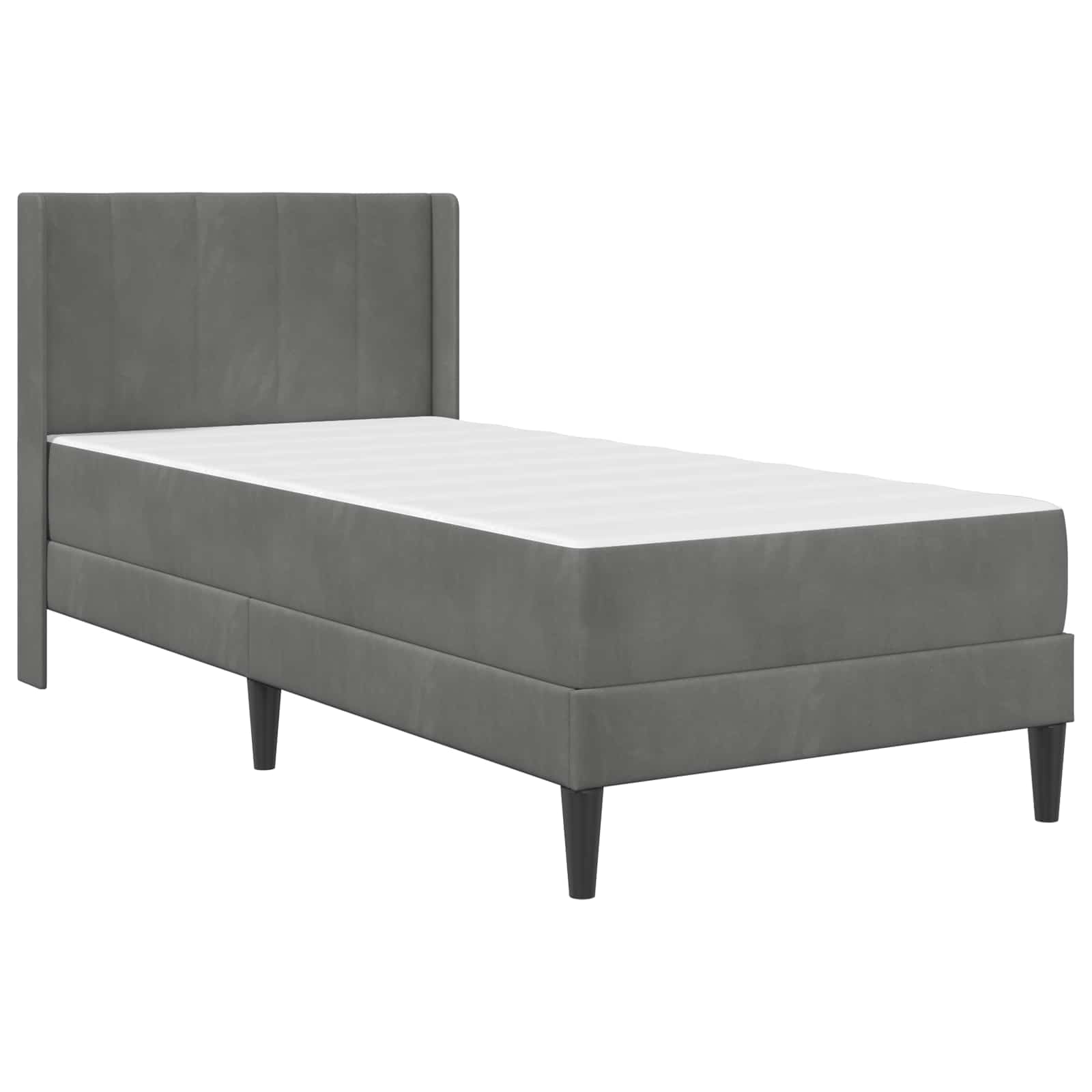 Bed Frame with Mattress 2 pcs Dark Grey 107 x 203 cm Velvet