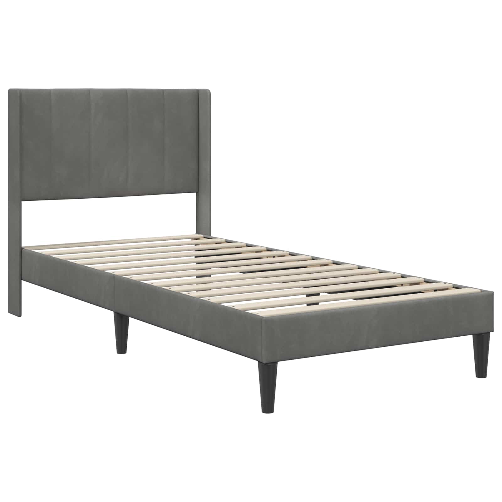Bed Frame with Mattress 2 pcs Dark Grey 107 x 203 cm Velvet
