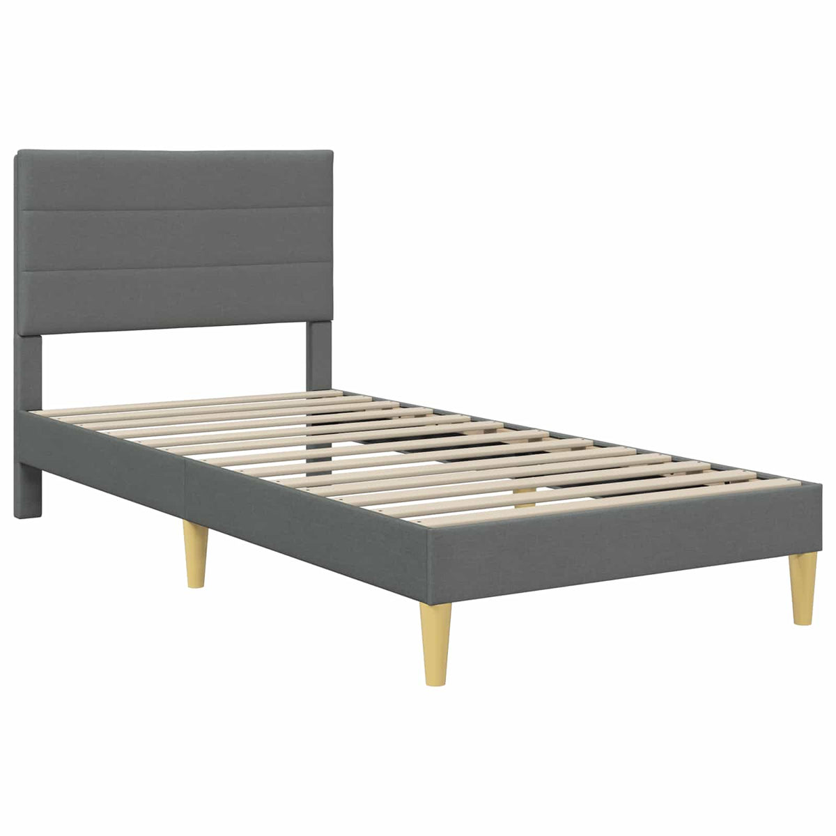 Bed Frame with Mattress 2 pcs Dark Grey 107 x 203 cm Fabric
