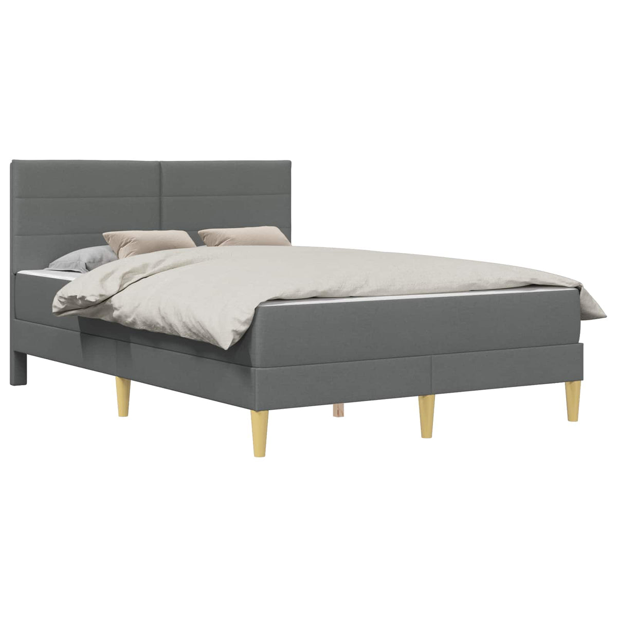 Bed Frame with Mattress 2 pcs Dark Grey 137 x 190 cm Fabric