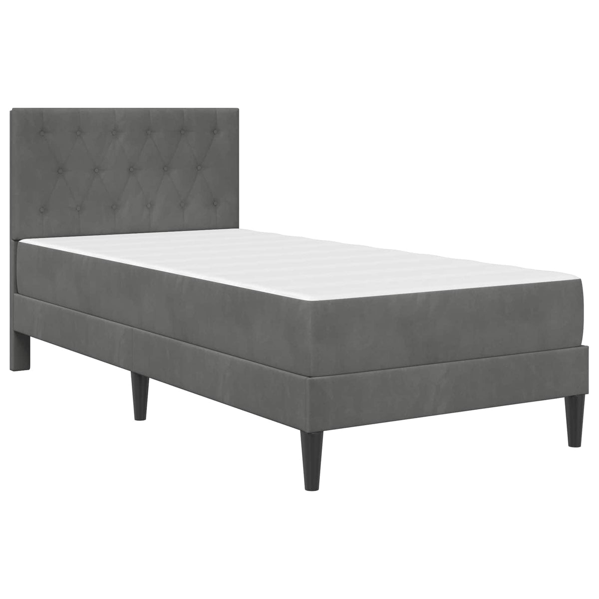 Bed Frame with Mattress Dark Grey 107 x 203 cm Velvet