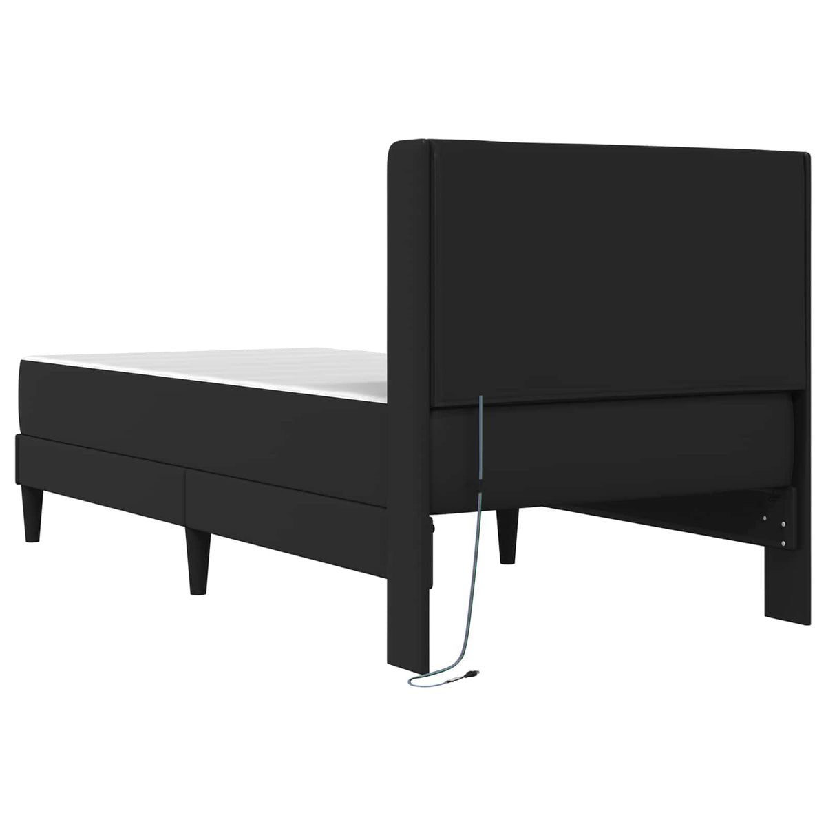 Bed Frame with Mattress Black 107 x 203 cm Faux Leather