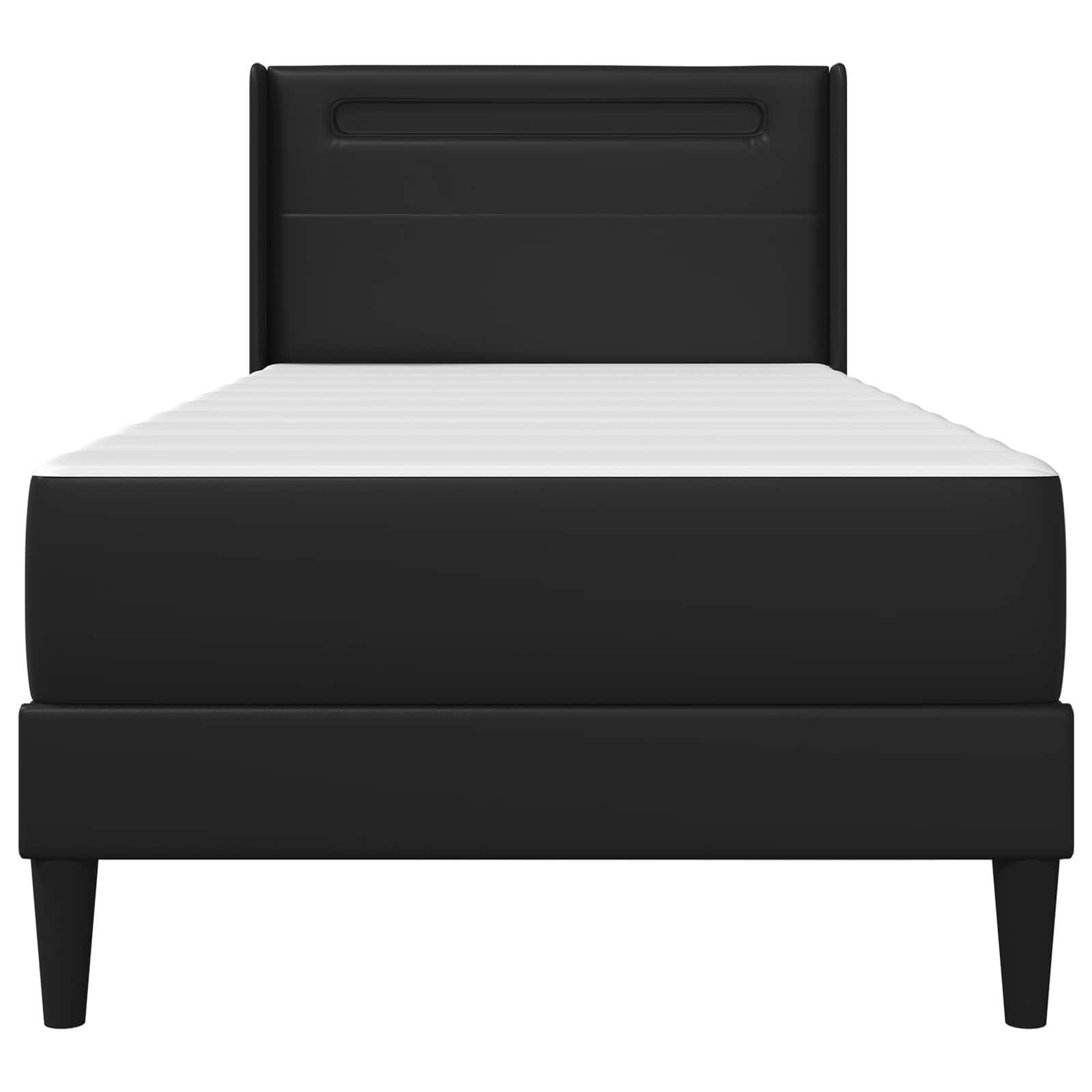 Bed Frame with Mattress Black 107 x 203 cm Faux Leather
