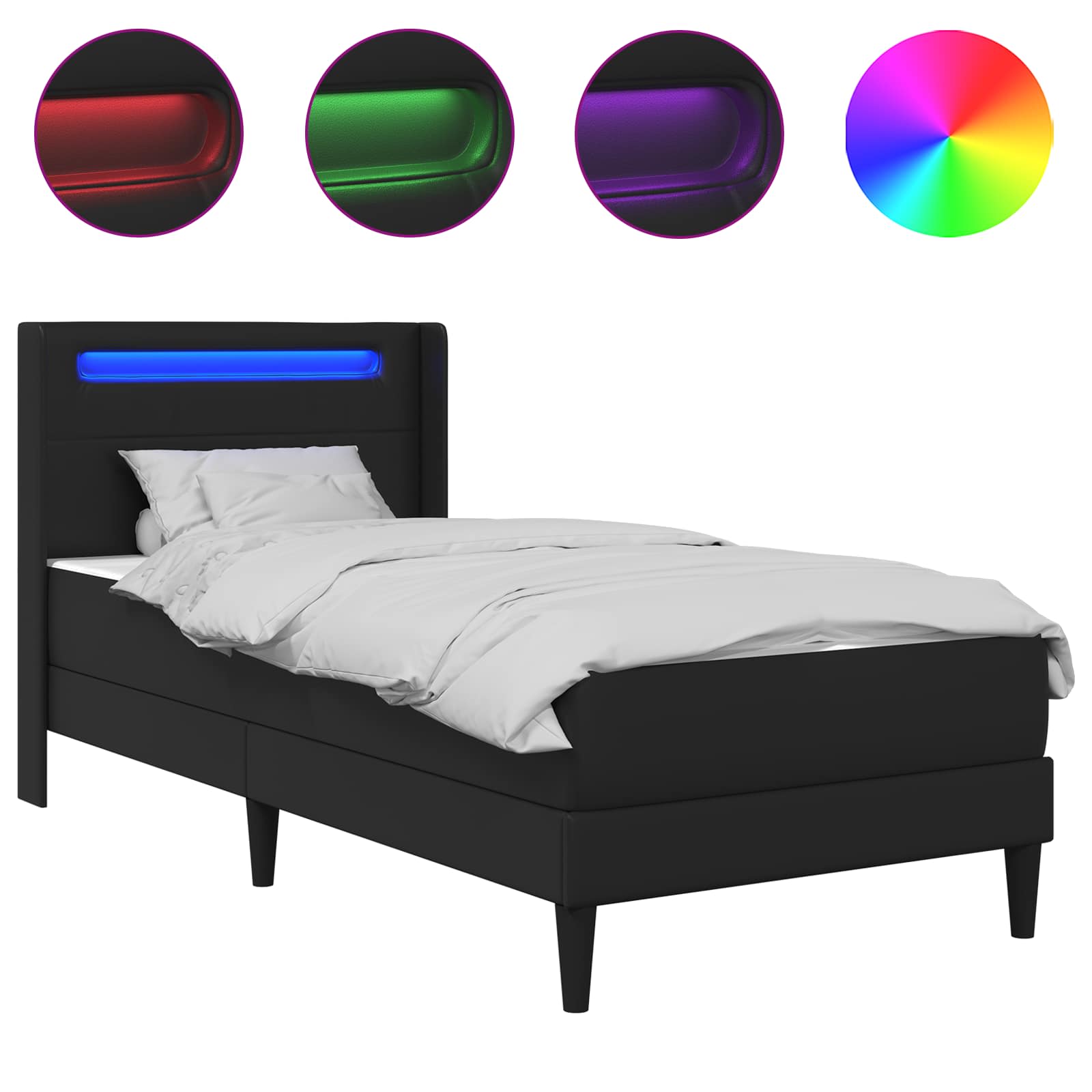 Bed Frame with Mattress Black 90 x 190 cm Faux Leather