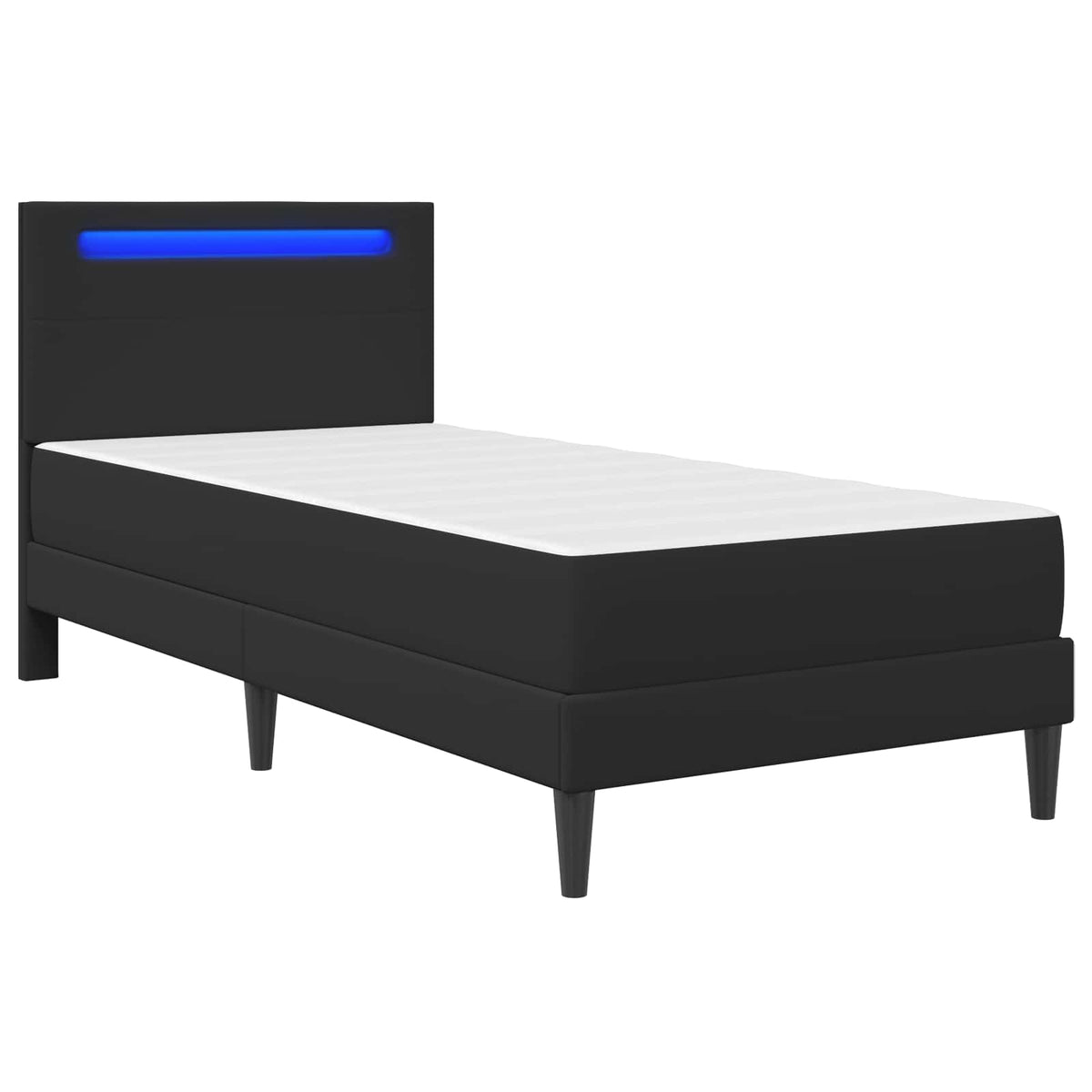 Bed Frame with LED Strip Lights Black Faux Leather