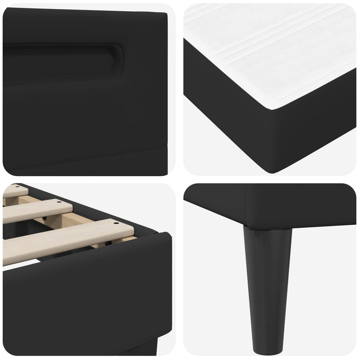 Bed Frame with LED Strip Lights Black Faux Leather