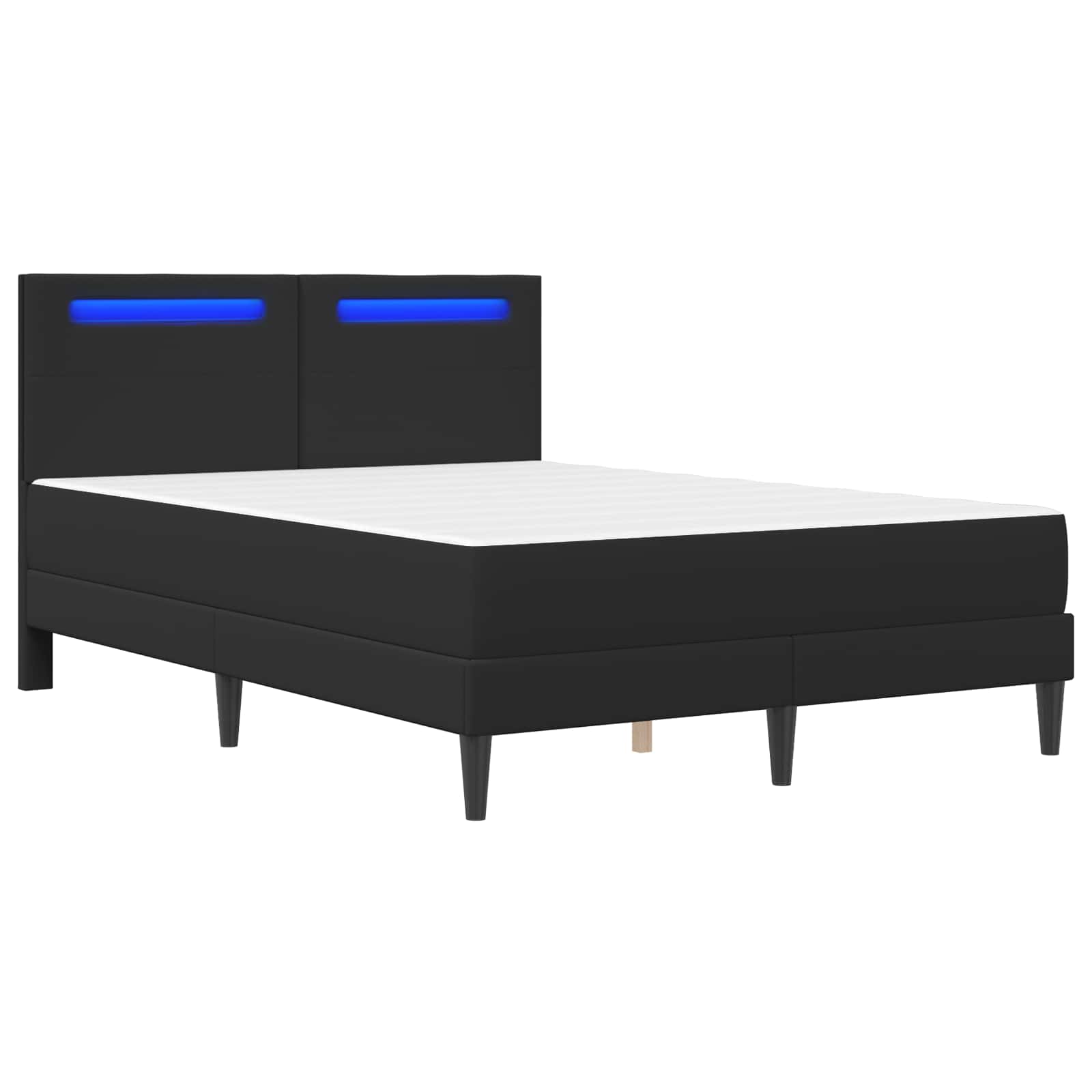 Bed Frame with LED Strip Lights Black Faux Leather
