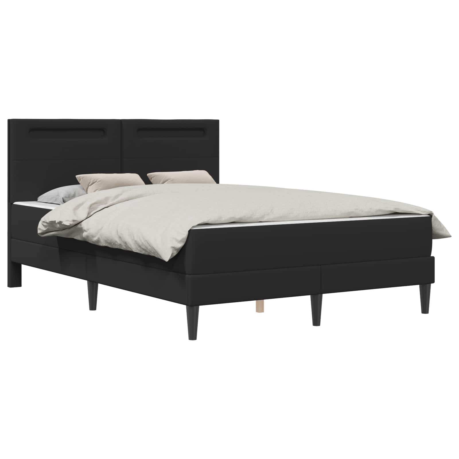 Bed Frame with LED Strip Lights Black Faux Leather