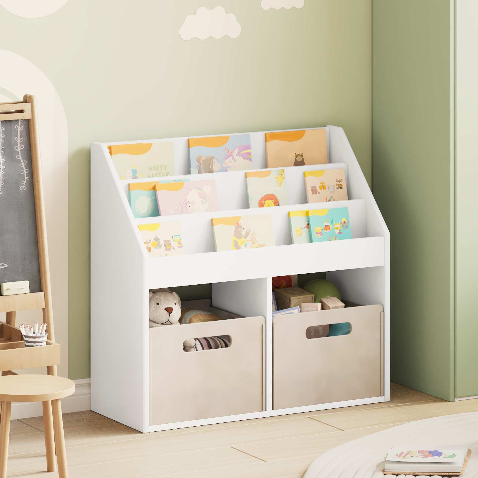 Kids Bookshelf White 72.5 x 29.5 x 69 cm Engineered Wood