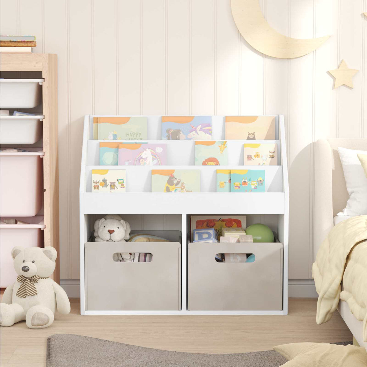 Kids Bookshelf White 72.5 x 29.5 x 69 cm Engineered Wood