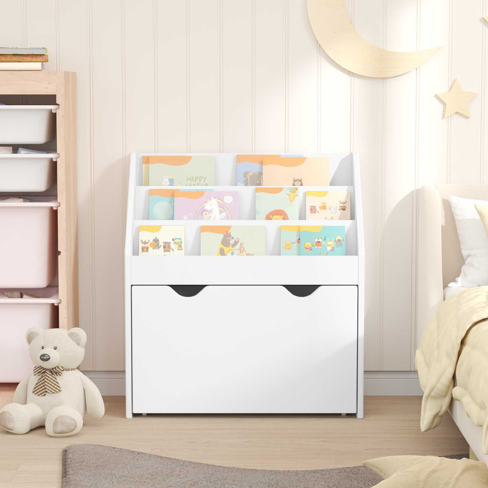 Kids Bookshelf White 60 x 29.5 x 69 cm Engineered Wood