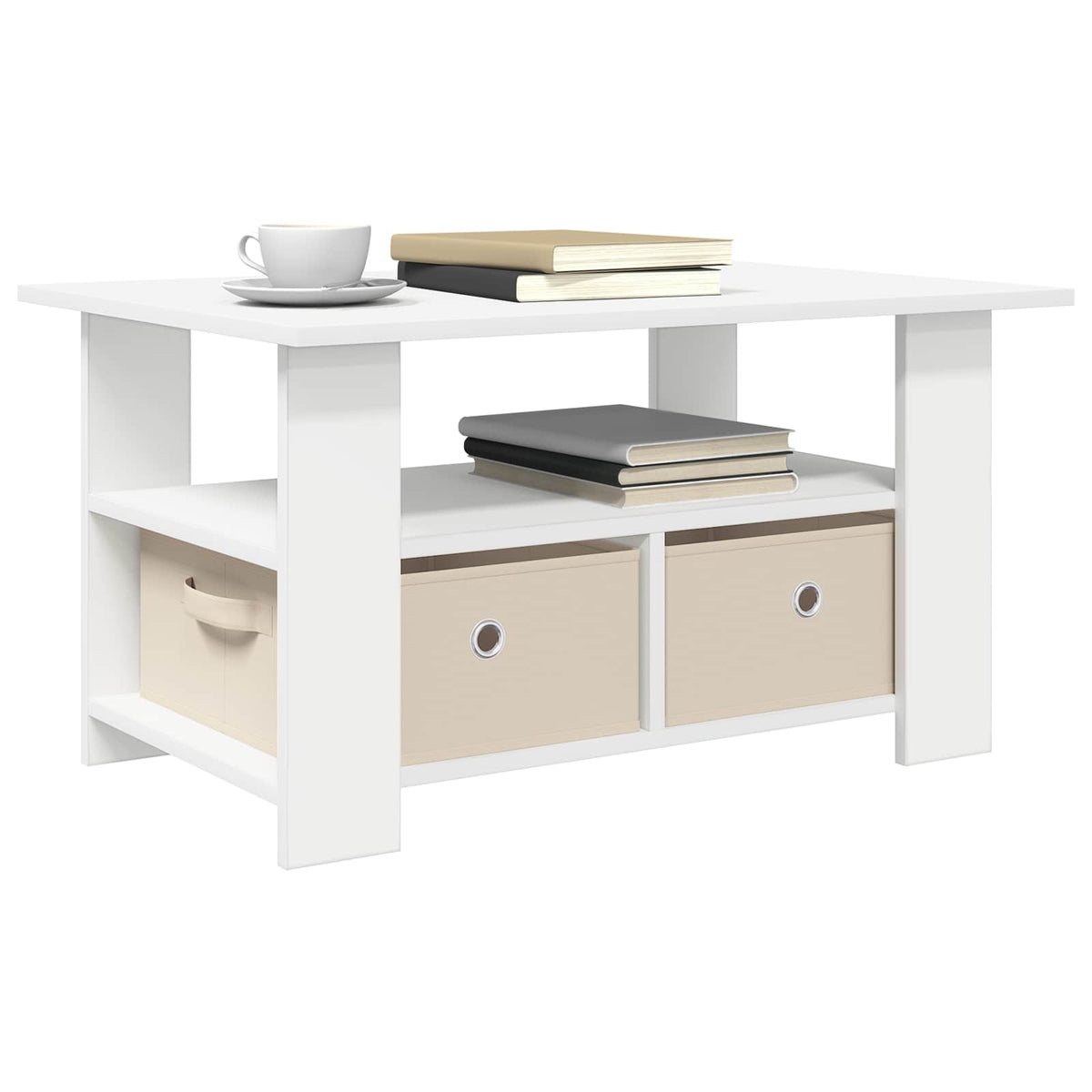 Coffee Table with Drawer White 77 x 55 x 42 cm Engineered Wood