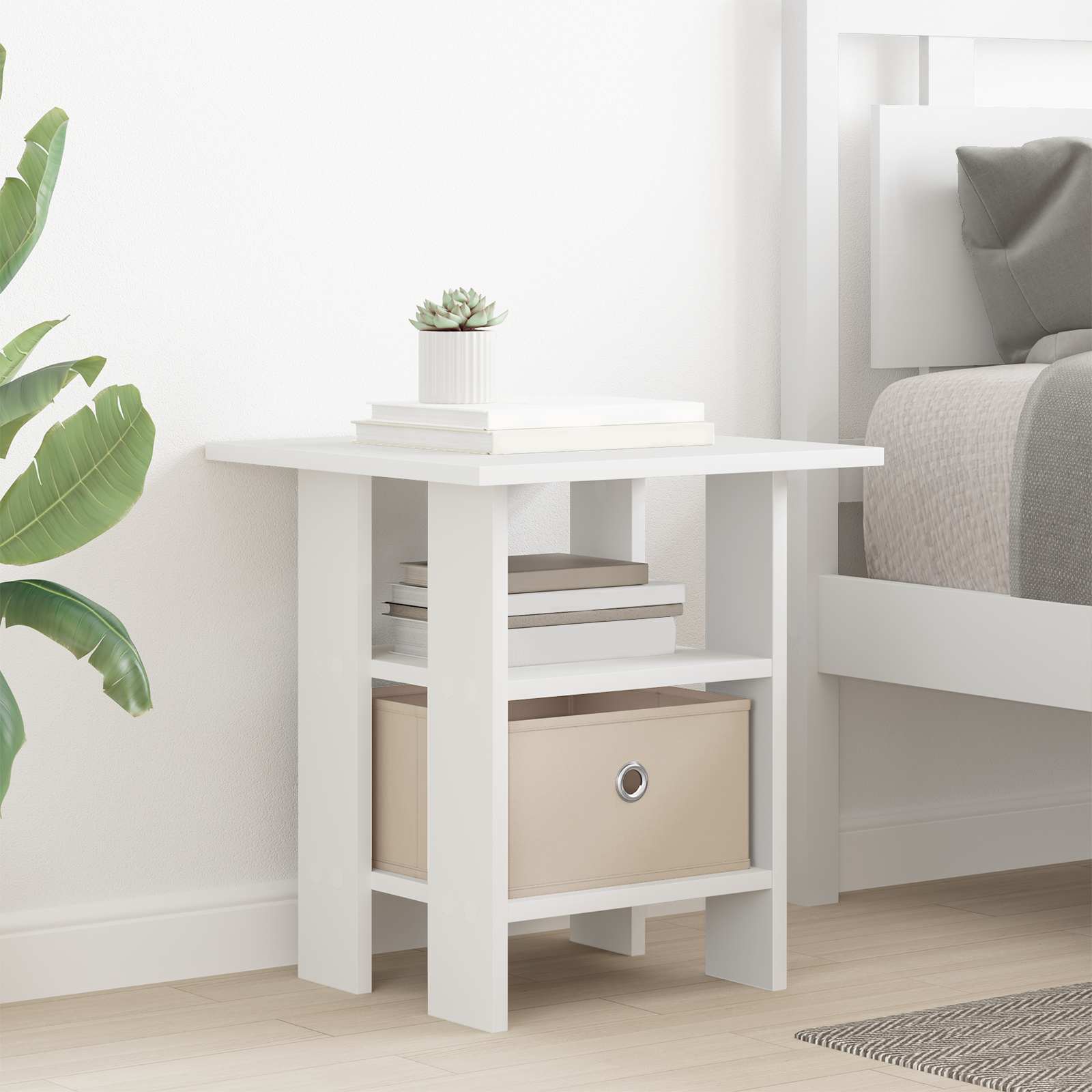 Bedside Table 2 pcs White 41 x 40 x 45 cm Engineered Wood
