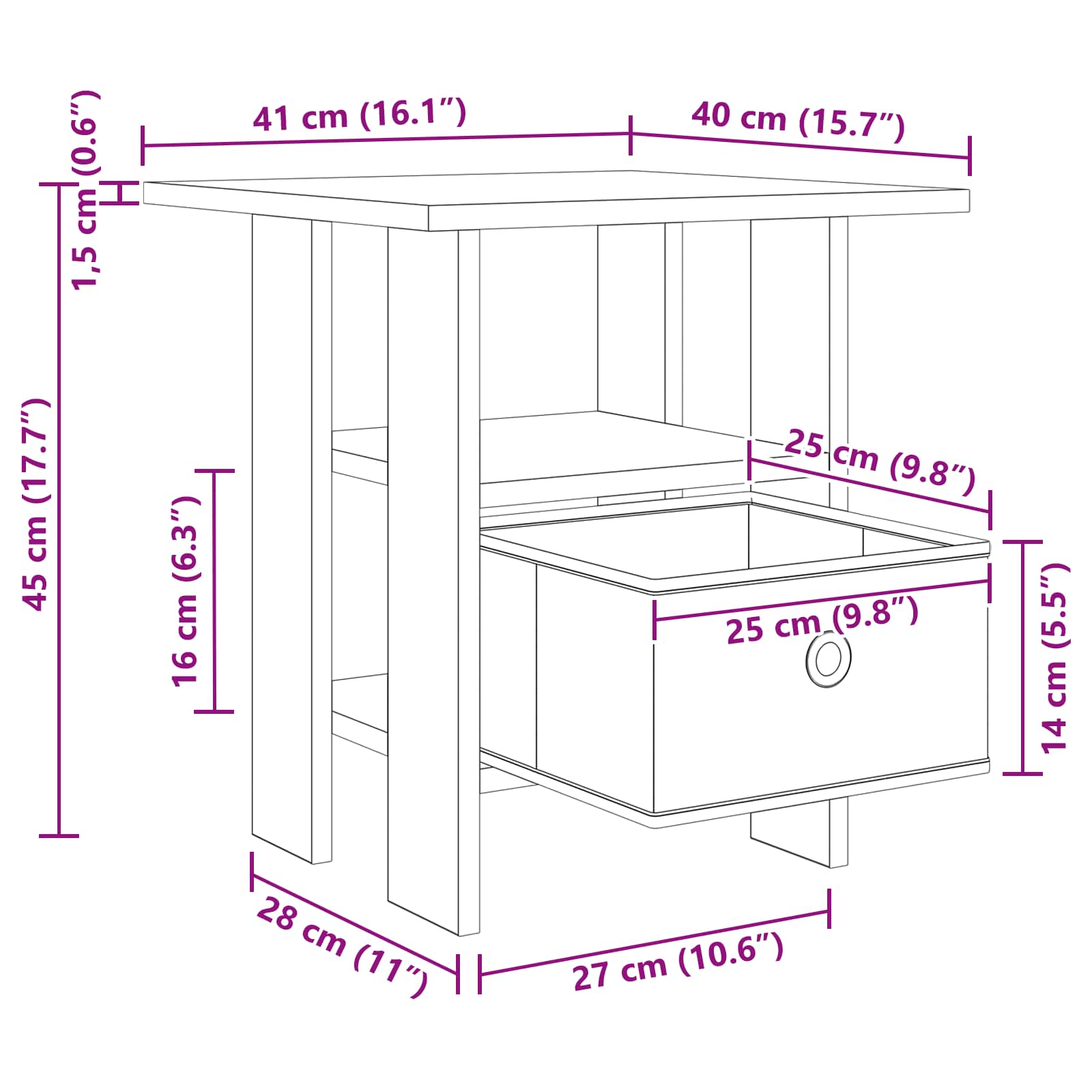 Bedside Table 2 pcs White 41 x 40 x 45 cm Engineered Wood