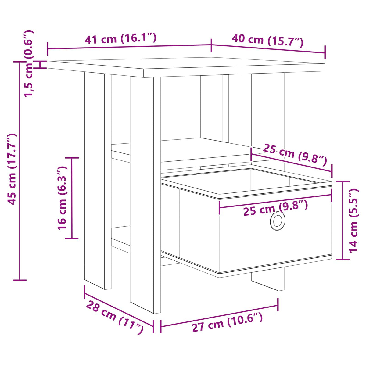 Bedside Table 2 pcs Black Oak 41 x 40 x 45 cm Engineered Wood